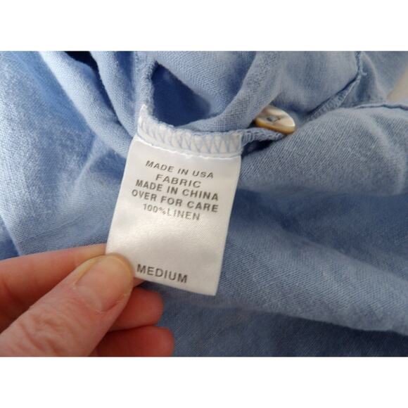 Democracy Democracy Womens Sz Medium Linen Blouse Top Button Up Oversized Boxy L - Picture 14 of 15